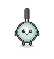 magnifying glass cartoon with an arrogant expression vector