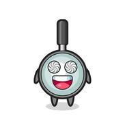 cute magnifying glass character with hypnotized eyes vector