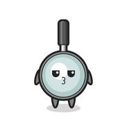 the bored expression of cute magnifying glass characters vector