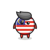 the mascot of the malaysia flag badge with sceptical face vector