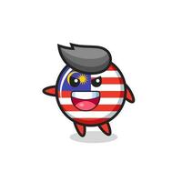 malaysia flag badge cartoon with very excited pose vector