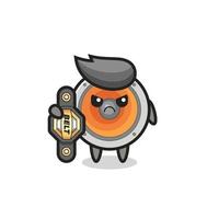 loudspeaker mascot character as a MMA fighter with the champion belt vector