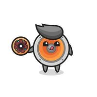 illustration of an loudspeaker character eating a doughnut vector