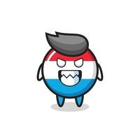 evil expression of the luxembourg flag badge cute mascot character vector