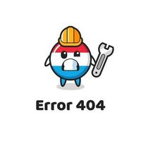 error 404 with the cute luxembourg flag badge mascot vector