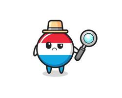 the mascot of cute luxembourg flag badge as a detective vector