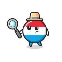 luxembourg flag badge detective character is analyzing a case vector
