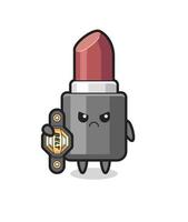 lipstick mascot character as a MMA fighter with the champion belt vector