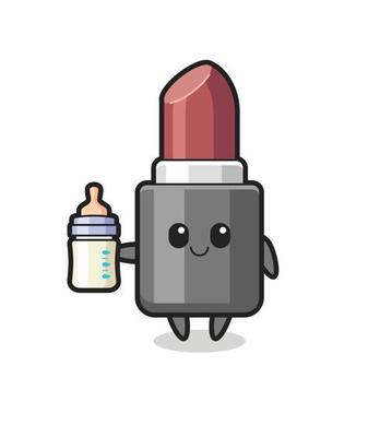 baby lipstick cartoon character with milk bottle
