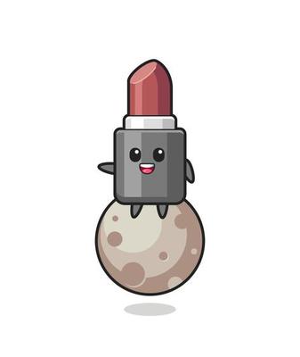 illustration of lipstick cartoon sitting on the moon