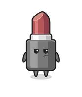 lindo personaje de lápiz labial con expresión sospechosa vector