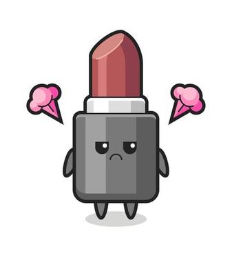 annoyed expression of the cute lipstick cartoon character