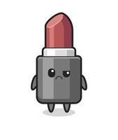 the mascot of the lipstick with sceptical face vector