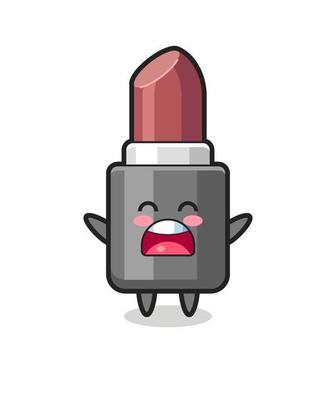 cute lipstick mascot with a yawn expression