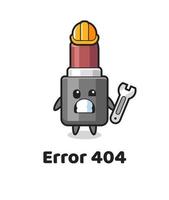 error 404 with the cute lipstick mascot vector