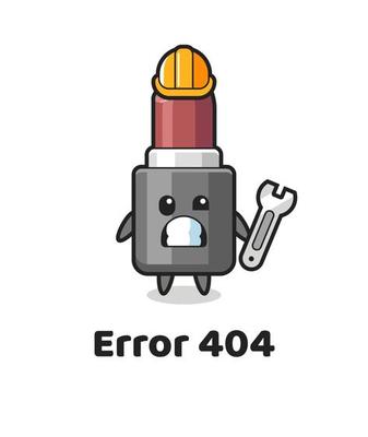 error 404 with the cute lipstick mascot