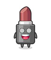 cute lipstick character with hypnotized eyes vector