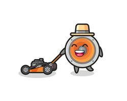 illustration of the loudspeaker character using lawn mower vector