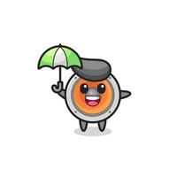 cute loudspeaker illustration holding an umbrella vector