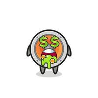 loudspeaker character with an expression of crazy about money vector