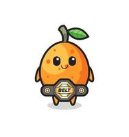 the MMA fighter kumquat mascot with a belt vector