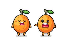 illustration of the argue between two cute kumquat characters vector