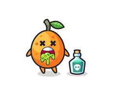 illustration of an kumquat character vomiting due to poisoning vector