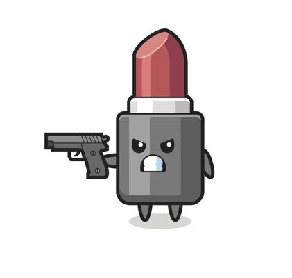 the cute lipstick character shoot with a gun