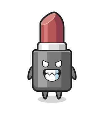 evil expression of the lipstick cute mascot character