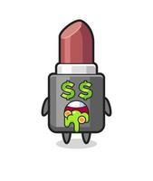 lipstick character with an expression of crazy about money vector