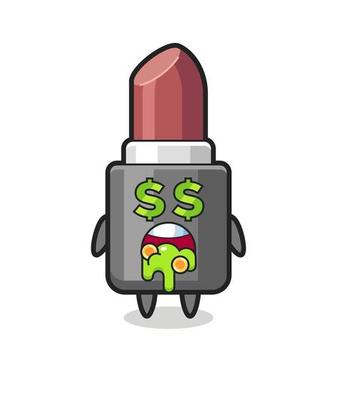 lipstick character with an expression of crazy about money