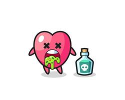 illustration of an heart symbol character vomiting due to poisoning vector