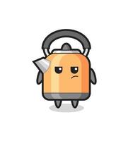 cute kettle character with suspicious expression vector