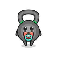 baby kettleball cartoon character with pacifier vector
