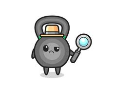 the mascot of cute kettleball as a detective vector