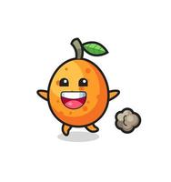 the happy kumquat cartoon with running pose vector