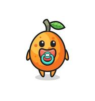 baby kumquat cartoon character with pacifier vector