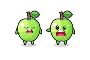 illustration of the argue between two cute green apple characters vector