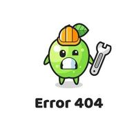 error 404 con la linda mascota de la manzana verde vector