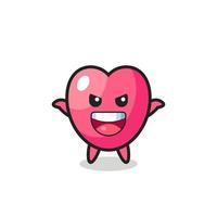 the illustration of cute heart symbol doing scare gesture vector