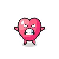 wrathful expression of the heart symbol mascot character vector