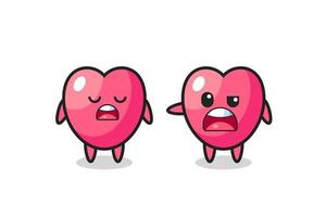 illustration of the argue between two cute heart symbol characters vector