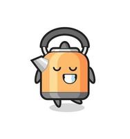 kettle cartoon illustration with a shy expression vector