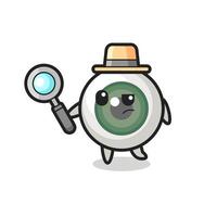 personaje detective globo ocular está analizando un caso vector