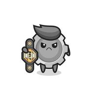 gear mascot character as a MMA fighter with the champion belt vector