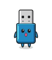 the amazed expression of the flash drive usb cartoon vector