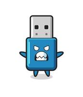 expresión airada del personaje de la mascota usb de la unidad flash vector