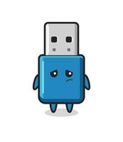 el gesto perezoso del personaje de dibujos animados usb de la unidad flash vector