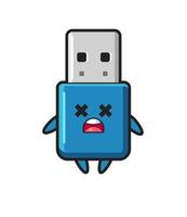 el personaje de la mascota usb de la unidad flash muerta vector