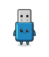 flash drive usb cartoon with an arrogant expression vector